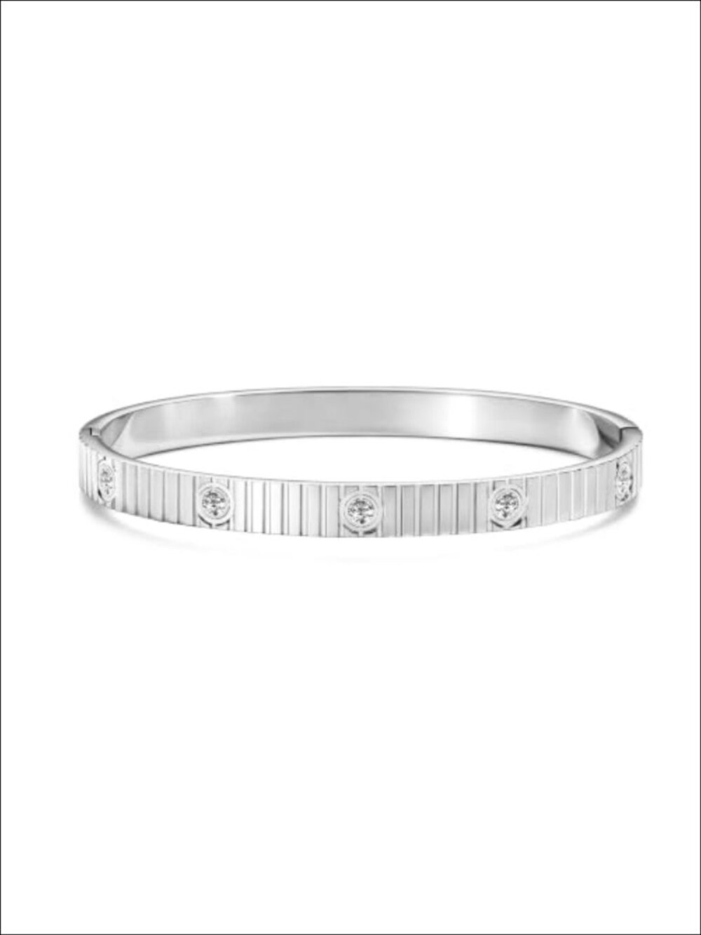 Waterproof Plated Gold Bangle Cubic Zirconia Cross CZ Hinge Bracelet Stainless
